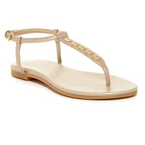 Cole Haan EffieGladiator T-StrapSandals Metallic Gold Studded Ankle Strap Size 8